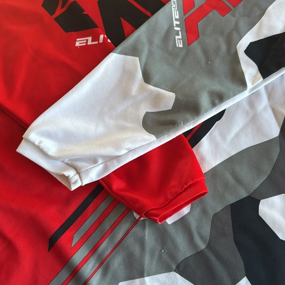 ANSR Red and Black Jersey with Asymmetrical Design and Bold Graphics Youth XL